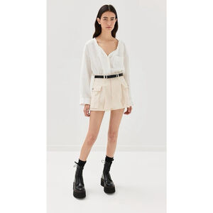 R13 Bubble Skort Cargo Shorts Cream Cotton Shorts Pleated Pockets Size 27